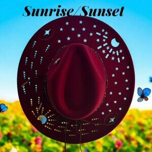 Hats. Laser-cut felt hat in “Sunrise/Sunset” design.